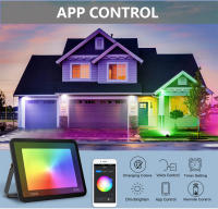 TUYA Floodlight Inteligente RGB Control Por App Y Voz RGBCW CCT 3000-6500K 30W 50W 100W 220V AC Para Iluminación Exterior De Jardín Y Fiestas - details 1