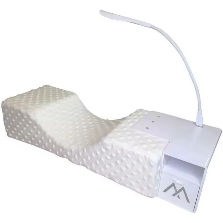 Cojín para pestañas con estante y luz LED, cojín para pestañas en forma de U - 1
