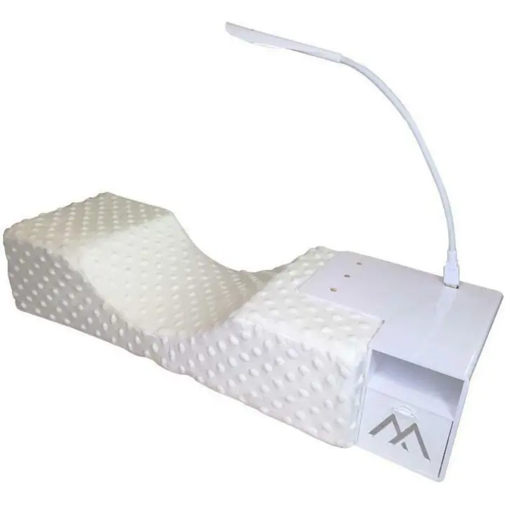 Cojín para pestañas con estante y luz LED, cojín para pestañas en forma de U - 1