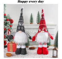 Muñeca Luminosa De Piernas Largas Sin Cara Con Pantalones Rayados Y Colgante De Santa Claus Figura De Navidad Para Decoración Del Hogar - details 12