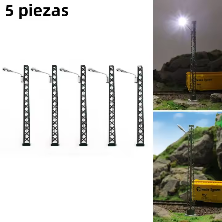 Juego De 5 Luces De Torre De Red Para Ferrocarril Modelo Puerta De Hierro H0 Lámpara LED Con Serie De Resistentes Para Conexión a 12-1 - 1