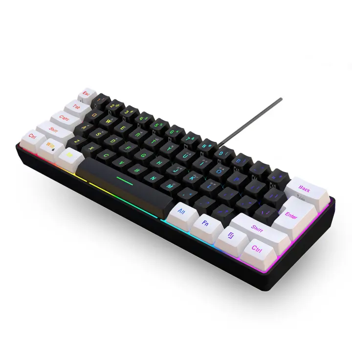 Teclado Gaming Portátil 61 Teclas Con Iluminación RGB Para Laptop Y Desktop Conexión Cableada Teclado Mini Gamer V700WB De HXSJ - 1
