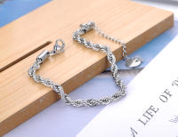 Pulsera De Acero Inoxidable Con Cadena De Enredado Para Hombres Y Mujeres Lokaer Estilo Hip Hop/Rock Plataforma De Fiesta Bangle B21138 - details 7