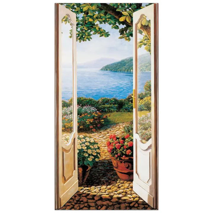 Panel decorativo paisaje, listo para colgar. DEL MISSIER-Jardín en el Lago-Cm 50x100 - 1