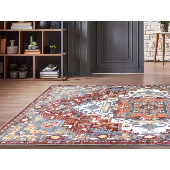 Vente-unique - Alfombra oriental KALYAN - 160 x 230 cm - Rojo y azul - 1