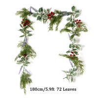 Guirnalda De Navidad Artificial De 180 Cm Con Hojas De Pino Falsas Y Bayas Rojas Decoración Para Casa Y Fiestas De Año Nuevo Planta Artificial De Vínculo Verde - details 9