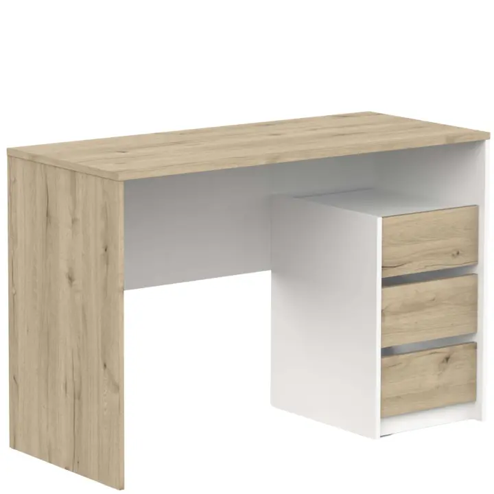 Mesa escritorio Harison de Oficina en color Roble Real y Blanco Waterford con 3 cajones 117x77x50 cm Melamina - 1