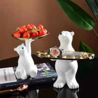 Porta Llaves Figura De Oso Polar Escultura De Animal Decoración Nórdica Para El Hogar Taza De Llaves De Resina Material - details 4