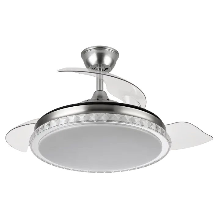 VENTILADOR DE TECHO BILIKU 72W con luz  Fabrilamp - Color Niquel, con tres 3 Aspas desplegables, Seis 6 Velocidades, tres 3 Temperaturas de Luz, Control Remoto, Memoria Y Temporizador. Motor DC. Hogar y Decoración. - 1