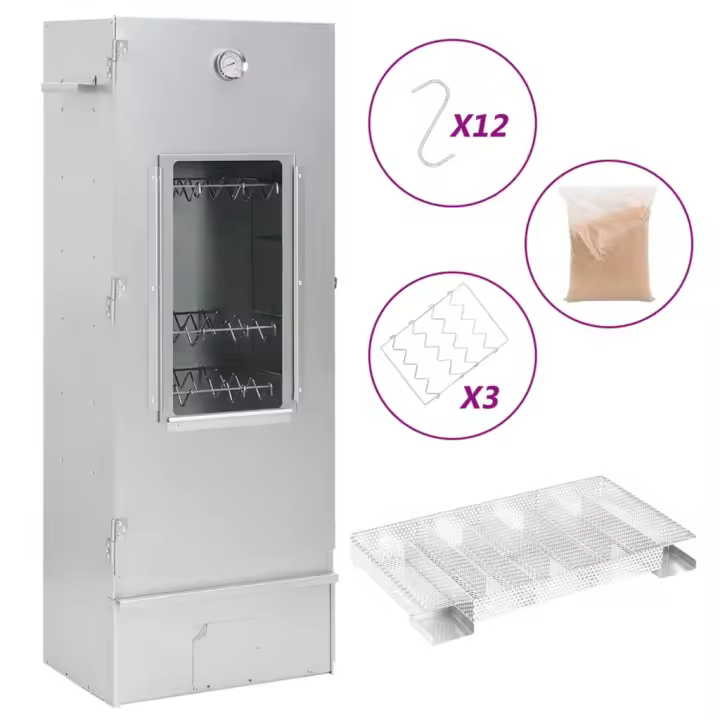 vidaXL Horno ahumador de BBQ con generador humo frío acero galvanizado - 1