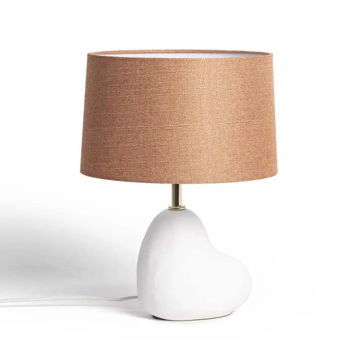 Ledkia Lámpara de Mesa Cerámica Bulga Artesanal Blanco y Marrón - 1