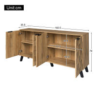 Aparador moderno con 4 Puertas | Estructura de Madera Sólida y Metal Resistant | Estantes Ajustables y Cajones Profundos | 160x35x78 cm | Ideal para Sala de Estar, restaurante y Cocina | Diseño Multifunctional y Fácil de Montar - details 4