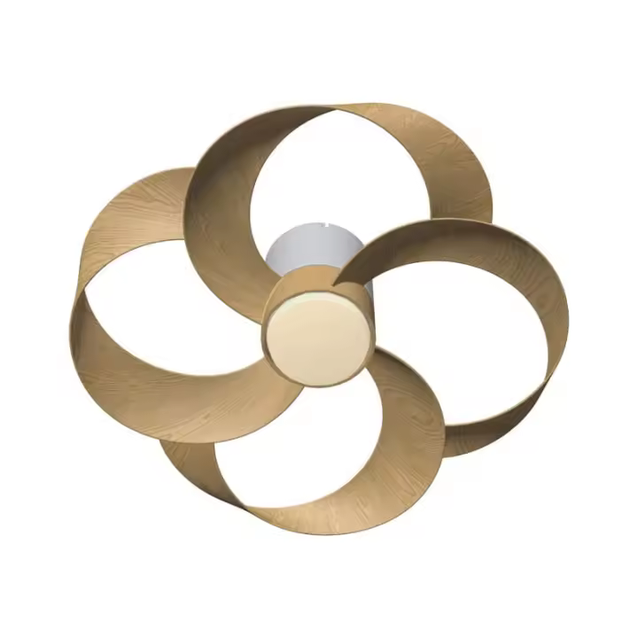 Ventilador de techo LED en forma de flor, con aspas toroidales ROSE, 24W, madera/blanco 2700K-5000K, 2000Lm, de Mantra Iluminación | LeonLeds - 1