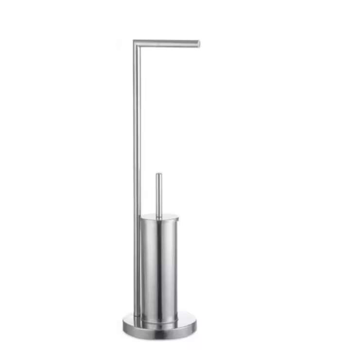 Portarrollos con escobillero 2 en 1 de metal y acero cromado de diseño elegante y contemporáneo para baño. Medidas  55 x 20 cm - 1