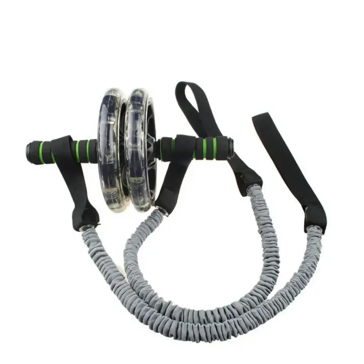 Ozio Fitness Rueda Abdominal con 2 Tensores Elásticos y Alfombrilla Fitness - Silenciosa y Resistente Al Desgaste - 1