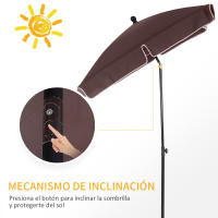 Outsunny Sombrilla Rectangular de Jardín 198x130x240 cm Parasol de Aluminio con Función de Inclinación para Terraza Patio Exterior - details 3