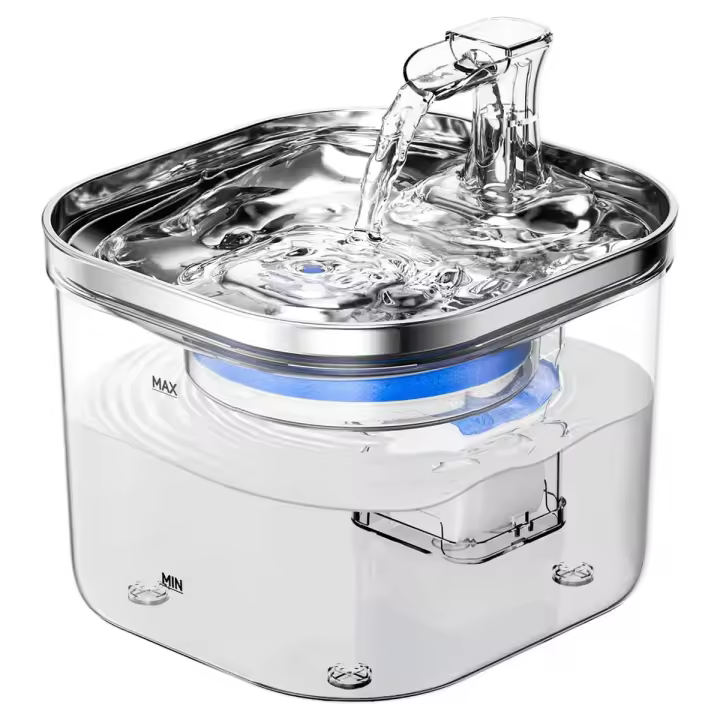 Fuente de agua para gatos de acero inoxidable 304, dispensador automático eléctrico silencioso, 68Oz/2L - 1