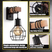 Lámpara de pared industrial regulable para interiores, lámpara de pared con interruptor E27, lámpara de pared vintage Negra (bombilla NO incluida) - details 1
