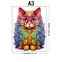 Puzzle De Madera Colorido Con Gato Desafío Cerebral Regalo Perfecto Para Cumpleaños Y Fiestas Juego De Rompecabezas Animal Para Adolescentes Y Adultos - details 7