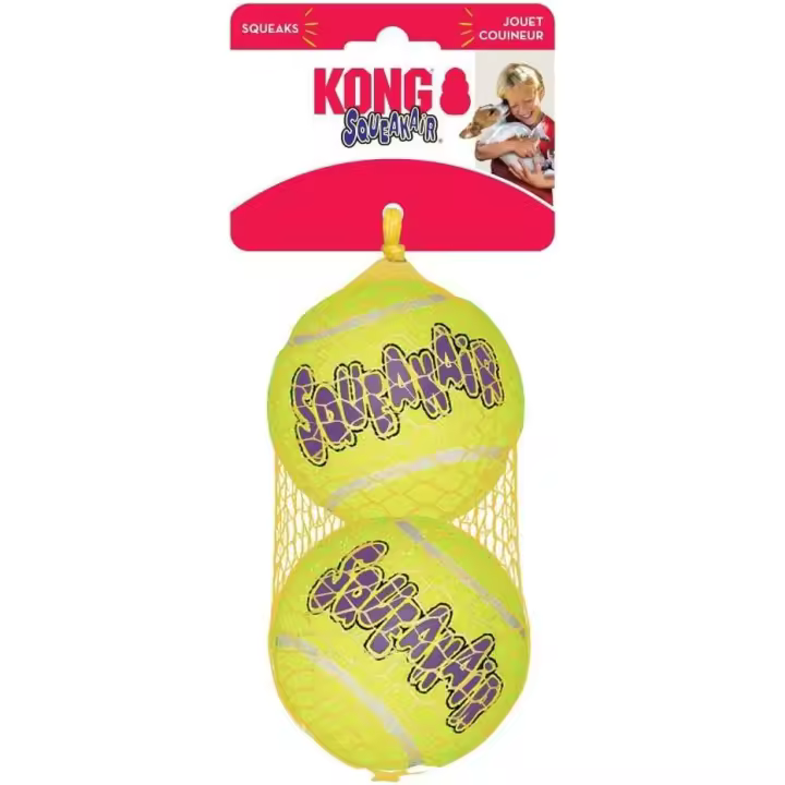 Juguete SqueakAir Pelota de tenis Amarillo pack de 2 pelotas robustas y de material no abrasivo talla L - Kong - 1