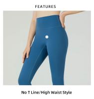 Leggings De Yoga Para Mujer Cintura Alta Sensación De Naked Fitness Running Ciclismo Ropa De Gimnasio Deporte Verano Talla True Fit Pantalones De Pierna Larga Material Nylon Spandex - details 3