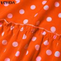 VONDA Vestido Bohemio Para Mujer Con Puntos Maxi Verano Hombros Descubiertos Largo De Manga Media Casual Suéter Estampado Fiesta - details 8