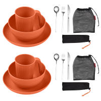 Juego De Utensilios Para Camping Portátil Con Tazón Plato Vaso Cuchara Tenedor Navaja De Acero Inoxidable Kit De Mesa Al Aire Libre Y Picnic - details 19