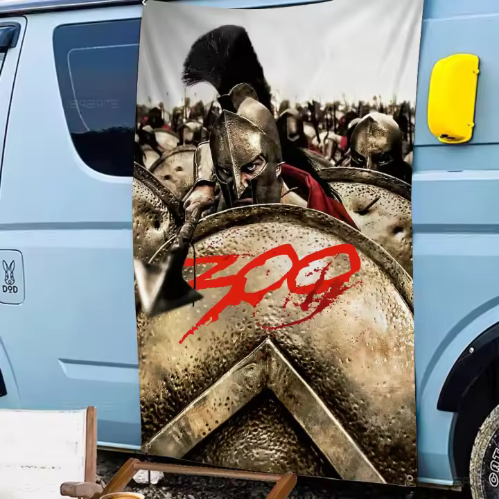 Bandeera De Poliéster Impresa 300 Espartanos Guerrier Patrón Creativo Gargantilla De Bandera De Poliéster Para Exterior E Interior - 1