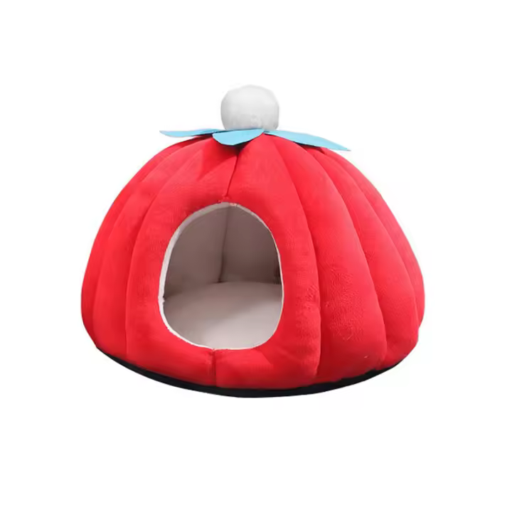 Cama Para Gato Invierno Caliente Suave Casa De Gato Antideslizante Forma Calabaza De Dibujos Animados Nido Para Gatos Perros Mascotas Internas Para Gatos Y Perros - 1