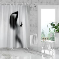 Cortina De Ducha Moderna Estilo Abstracto Sombra Humana 180x180cm Impermeable Y Antimoho Impresión De Sombra Humana Decorativa Para Baño - details 5