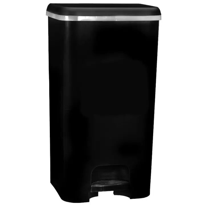 COM-FORT HOUSE  Cubo de Basura con Pedal  Capacidad de 37 Litros  Cubo Reciclaje  Color Class Negro Limpieza Fácil - 1