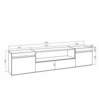 Skraut Home - Mueble de Televisión en melamina de alta calidad - 203x35x45cm - Fuego led efecto 3d - Veteado de madera - Tacto poroso - Estilo Moderno Elegante - details 2