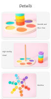 Juguetes Educativos Montessori Para Niños Bloques Arcoíris De Madera Juego De Ensamblaje De Colores Y Formas Entrenamiento De Motricidad Finas Para Bebés Y Niños Pequeños - details 7