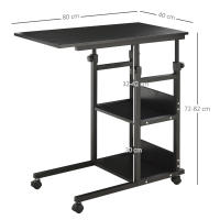 HOMCOM Mesa Auxiliar de Sofá 80x40 cm Mesa Lateral en Forma de C con 4 Ruedas Giratorias Frenos Altura Ajustable 3 Niveles de 72-82 cm Marco de Metal para Salón Cocina - details 3