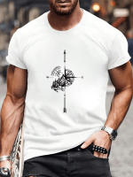 Camiseta De Verano Para Hombre Con Estampado Cuello Redondo Manga Corta Te De Estilo Casual Y Comodidad - details 5