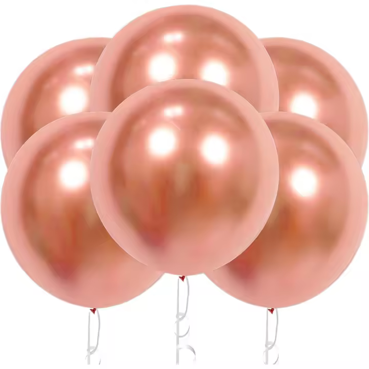 18 Pouces Grands Ballons Or Rose Métal Chromés,6 Pièces Ballons Métalliques Jumbo Grand Ballon Latex pour Fête de Anniversaire Mariage Baby Shower Noël Party Carnival(Or Rose) - 1