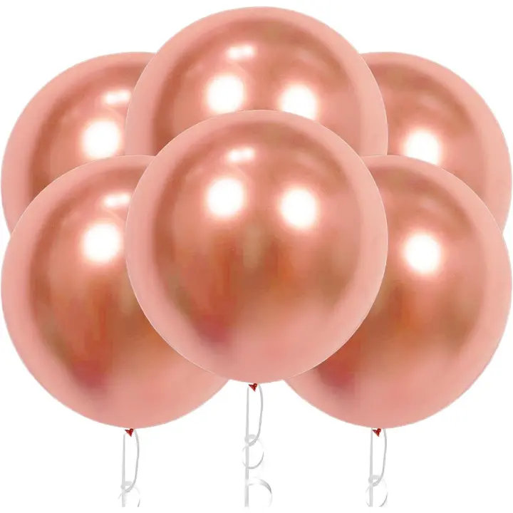 18 Pouces Grands Ballons Or Rose Métal Chromés,6 Pièces Ballons Métalliques Jumbo Grand Ballon Latex pour Fête de Anniversaire Mariage Baby Shower Noël Party Carnival(Or Rose) - 1