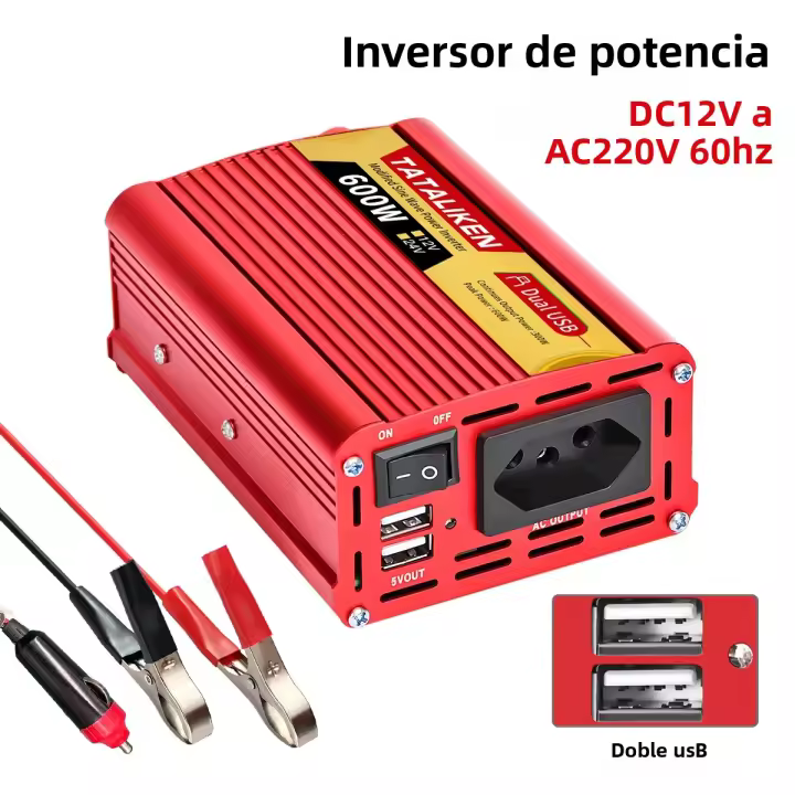 Inversor De Energía Portátil 600W/1500W/2000W/2500W DC 12V/24V a AC 110V/220V Enchufe Brasileño Para Coche Accesorios Automotrices - 1