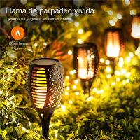 Lámpara Solar De 12 LED Con Llama Saltarina Impermeable Para Decoración De Jardín Exterior Patio Camino Luz De Piso - details 4