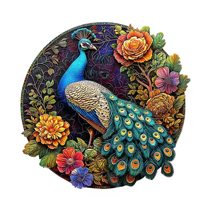 Rompecabezas De Madera En Forma De Peacock Juego Interactivo Familiar Regalo Personalizado De Animal Irregulares Caja De Regalo Exquisita - 1