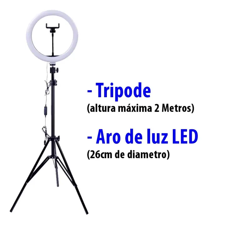 Trípode con Aro de Luz Led 26cm Ajustable Para Selfie Fotografía Maquillaje Streaming Youtube Tik Tok Anillo de luz con Soporte - 1