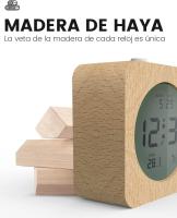 Reloj Digital, Despertador de Madera with Temperature, Indicador de Fecha, Reloj de Mesa con Luz Nocturna Y Módulo de Repetición, Despertador Que Funciona con Pilas - details 1