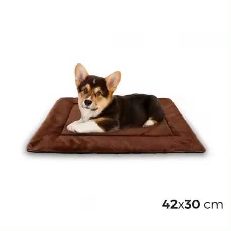 Mediawavestore Cama de Terciopelo Suave para Perros S Marrón 42x30cm - 1
