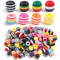 50Pcs Bolas De Resina Arcoíris 6mm Con Agujero Grande Para Hacer Joyas Braceletes Collares Cadenas Suministros De Manualidades - details 1