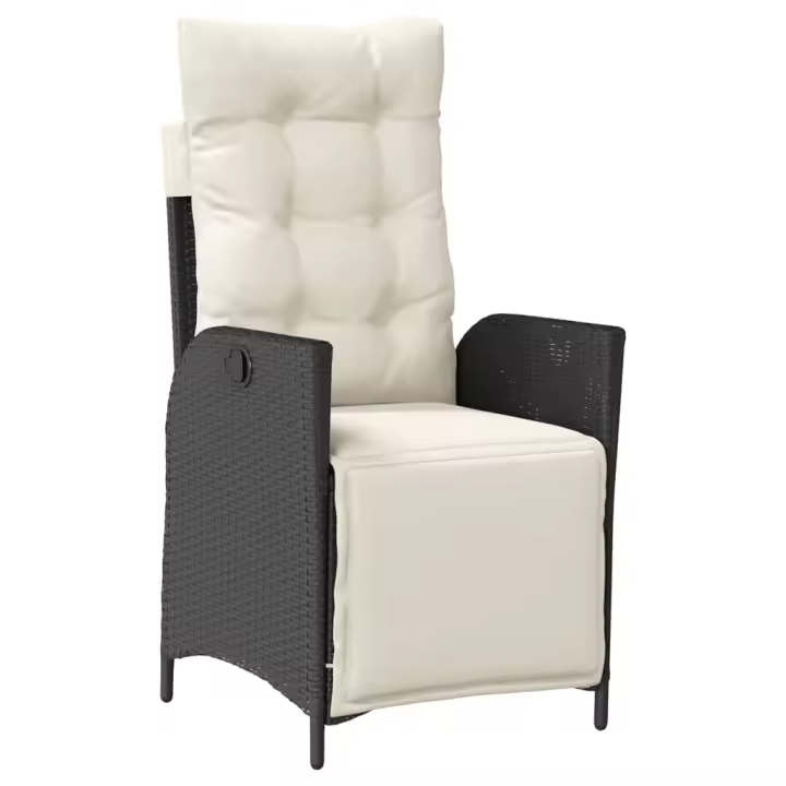 Sillón reclinable de Jardín con reposapiés trinquete PE Negro - 1