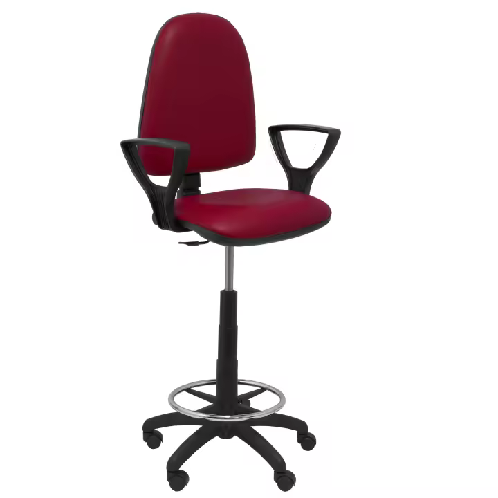 Taburete Ayna similpiel granate con brazos fijos - 1
