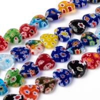 1Hilo De 33 Piezas De Contas De Vidrio Millefiori Hechas a Mano En Forma De Corazón Coloridas 12x12x3.5mm Agujero: 1mm 13.7 Pulgadas - details 3