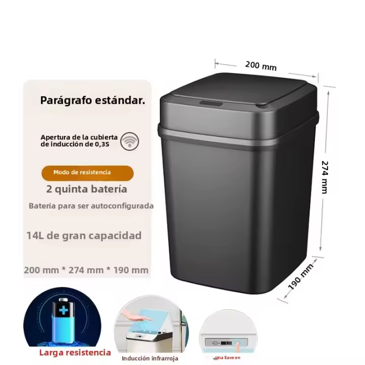 Papelera Inteligente De Cocina Y Baño 14L Toque Libre Papelera Automática Para El Hogar Material Plástico Nuevo 2025 - 1