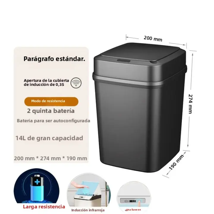 Papelera Inteligente De Cocina Y Baño 14L Toque Libre Papelera Automática Para El Hogar Material Plástico Nuevo 2025 - 1
