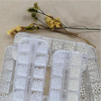1200 Charms De Uñas 3-6mm Perlas Planas Para Decoración De Uñas Beige Blanco Media Perla Accesorios De Manicura Artística - details 1